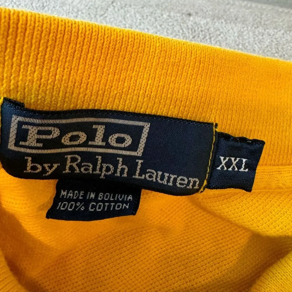 VintagePolo by Ralph Lauren polo shirt, yellow with royal blue horse Sz XXL mens - Picture 3 of 12